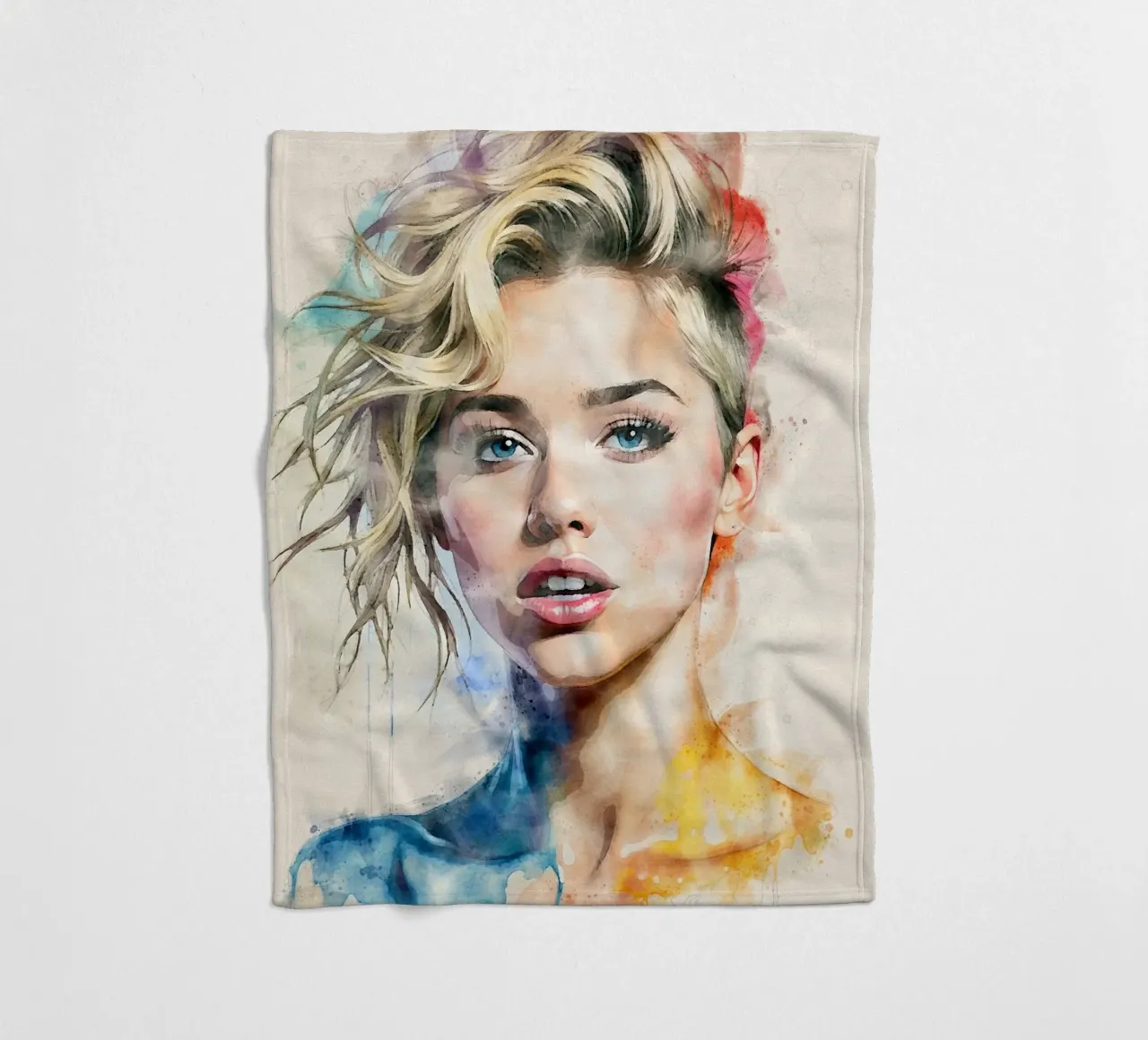 Miley Cyrus in acquerello coperta in pile da ARTVI-SHOP