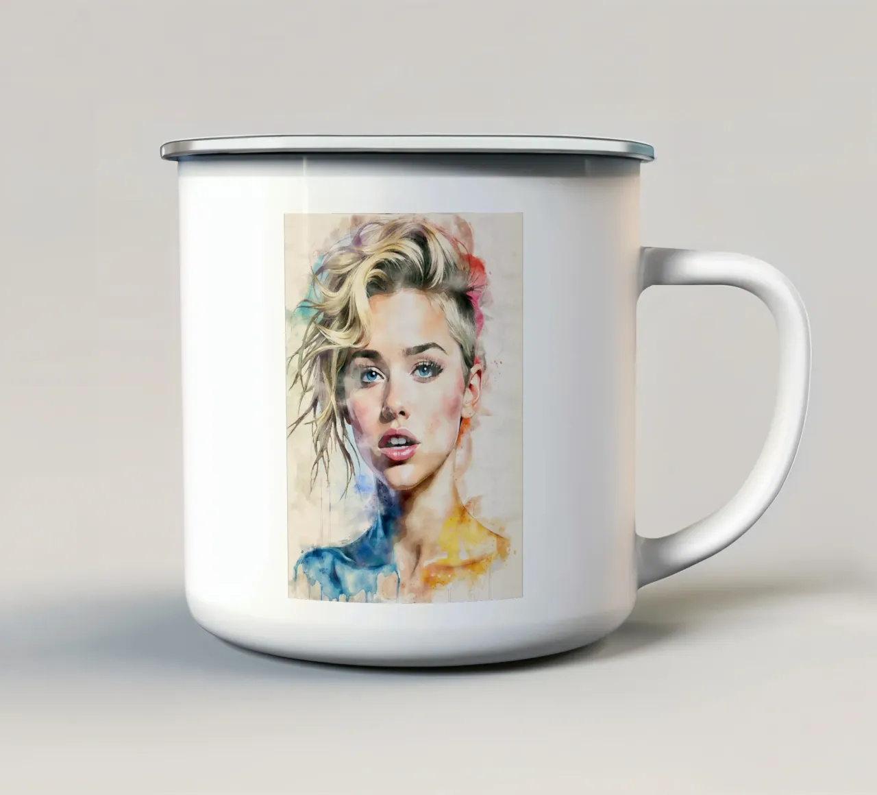 Miley Cyrus in acquerello tazza in smalto da ARTVI-SHOP