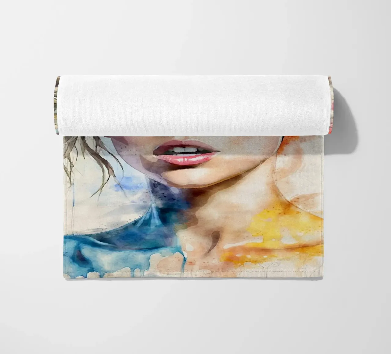 Miley Cyrus in acquerello telo mare da ARTVI-SHOP