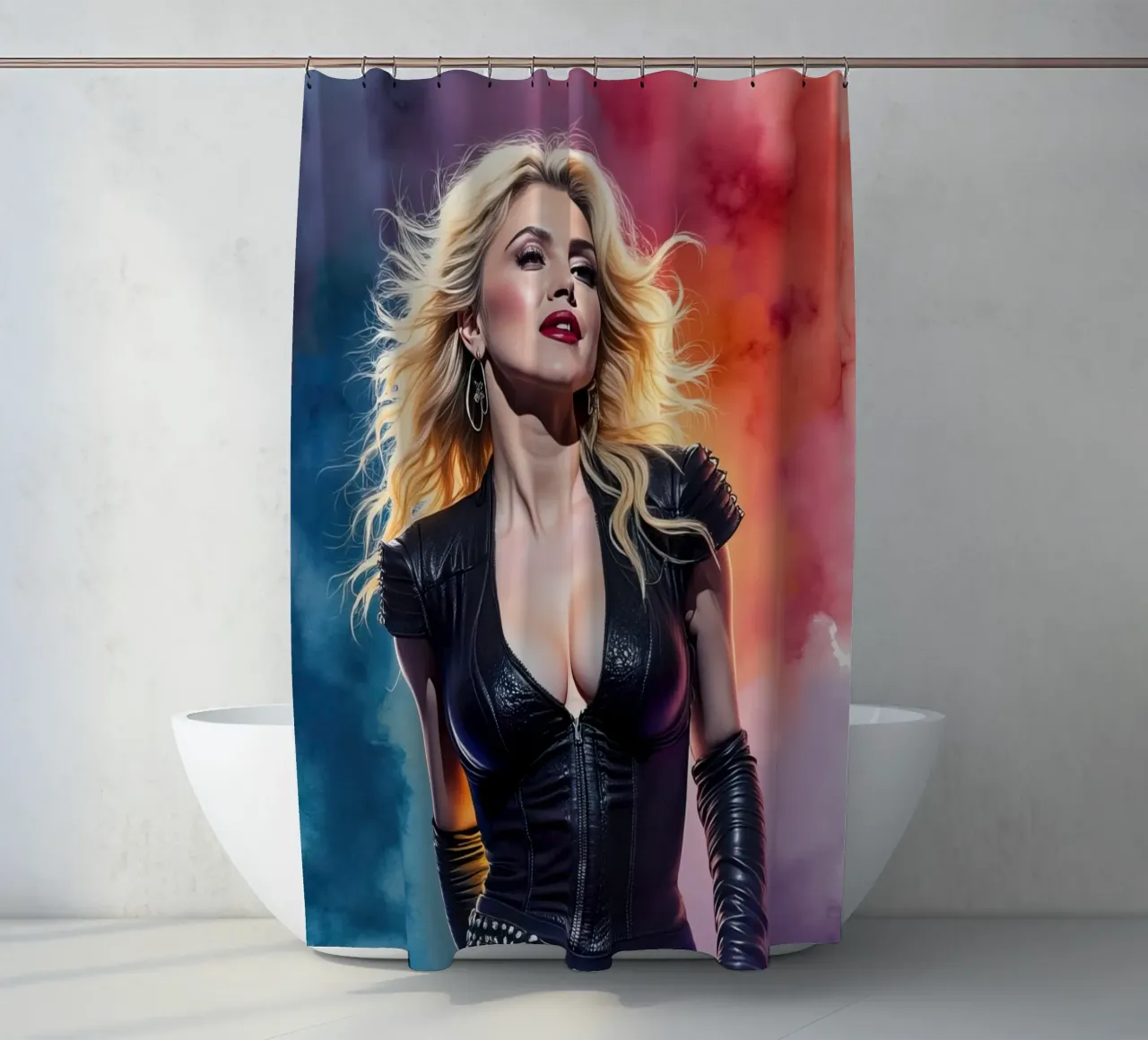 madonna in watercolor shower curtain by 🎁 ARTVI-SHOP
