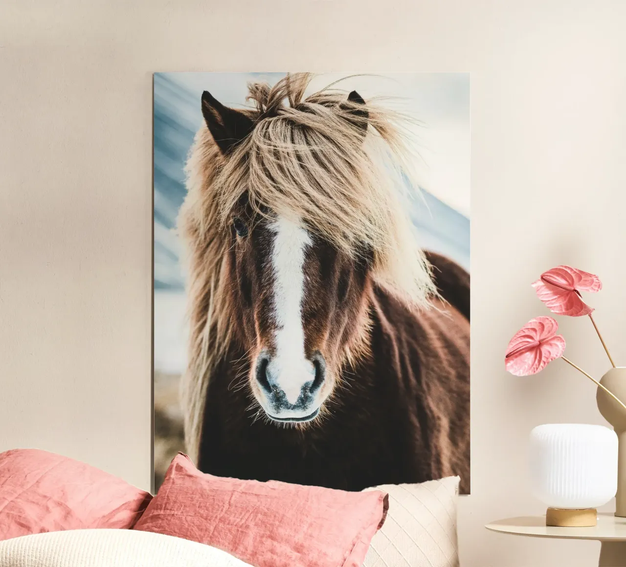 Cavallo islandese in inverno - natura pura poster con telaio in plastica da Whole©