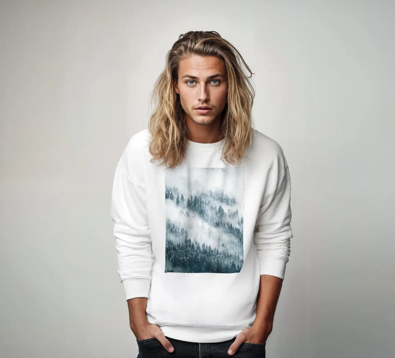 Foresta nuvolosa in inverno - arte naturale mistica felpa da Whole©