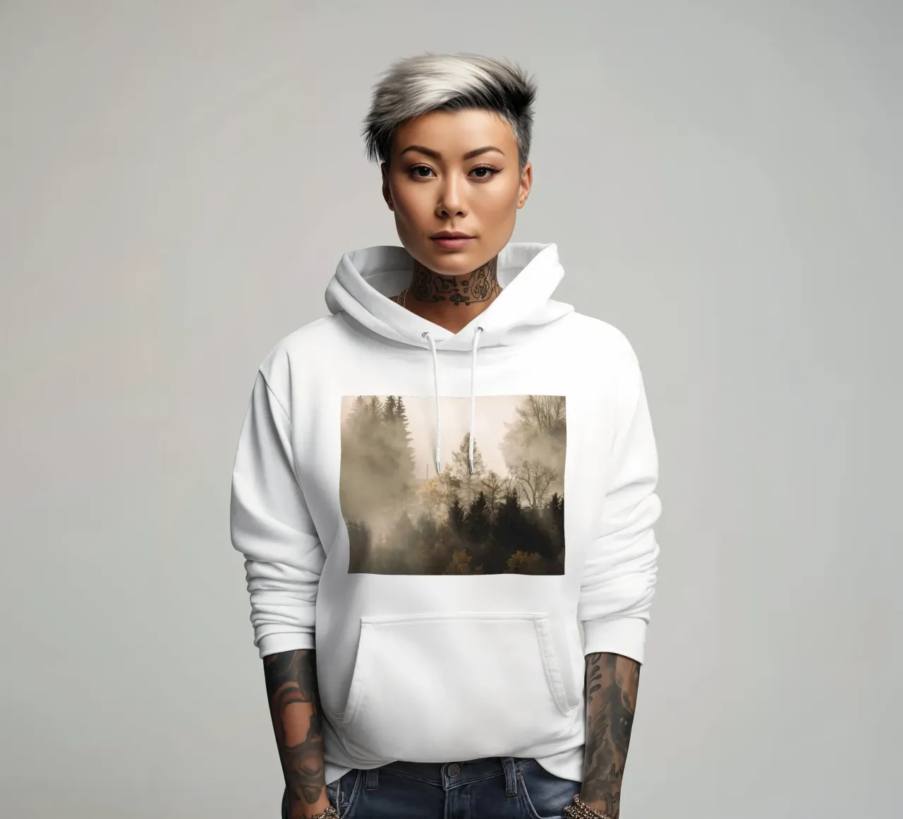 Bosque nuboso en otoño - Atmósfera de bosque místico sudadera con capucha de Whole©