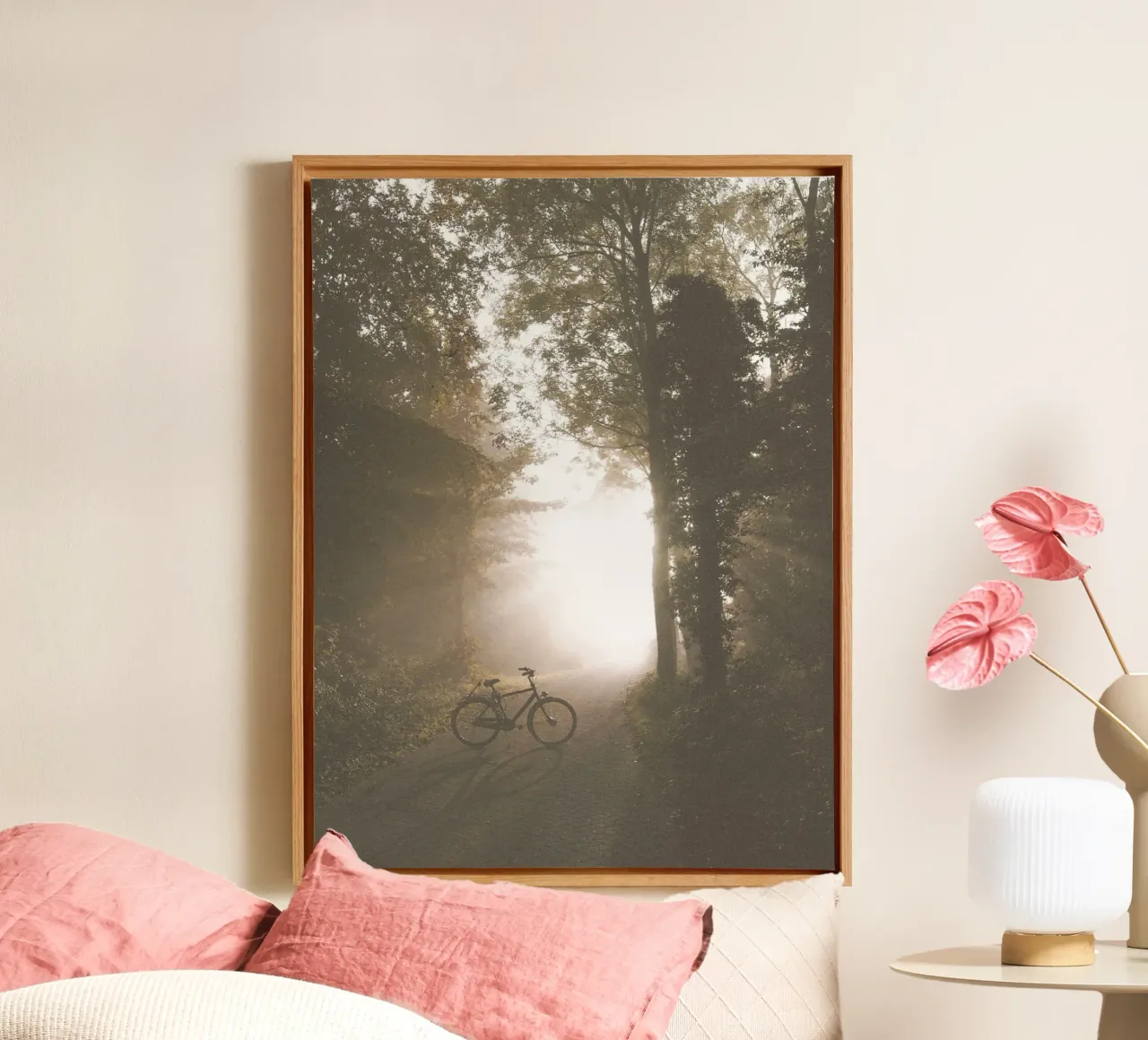 Sfeervol bospad - rust in het ochtendlicht canvas van Whole©