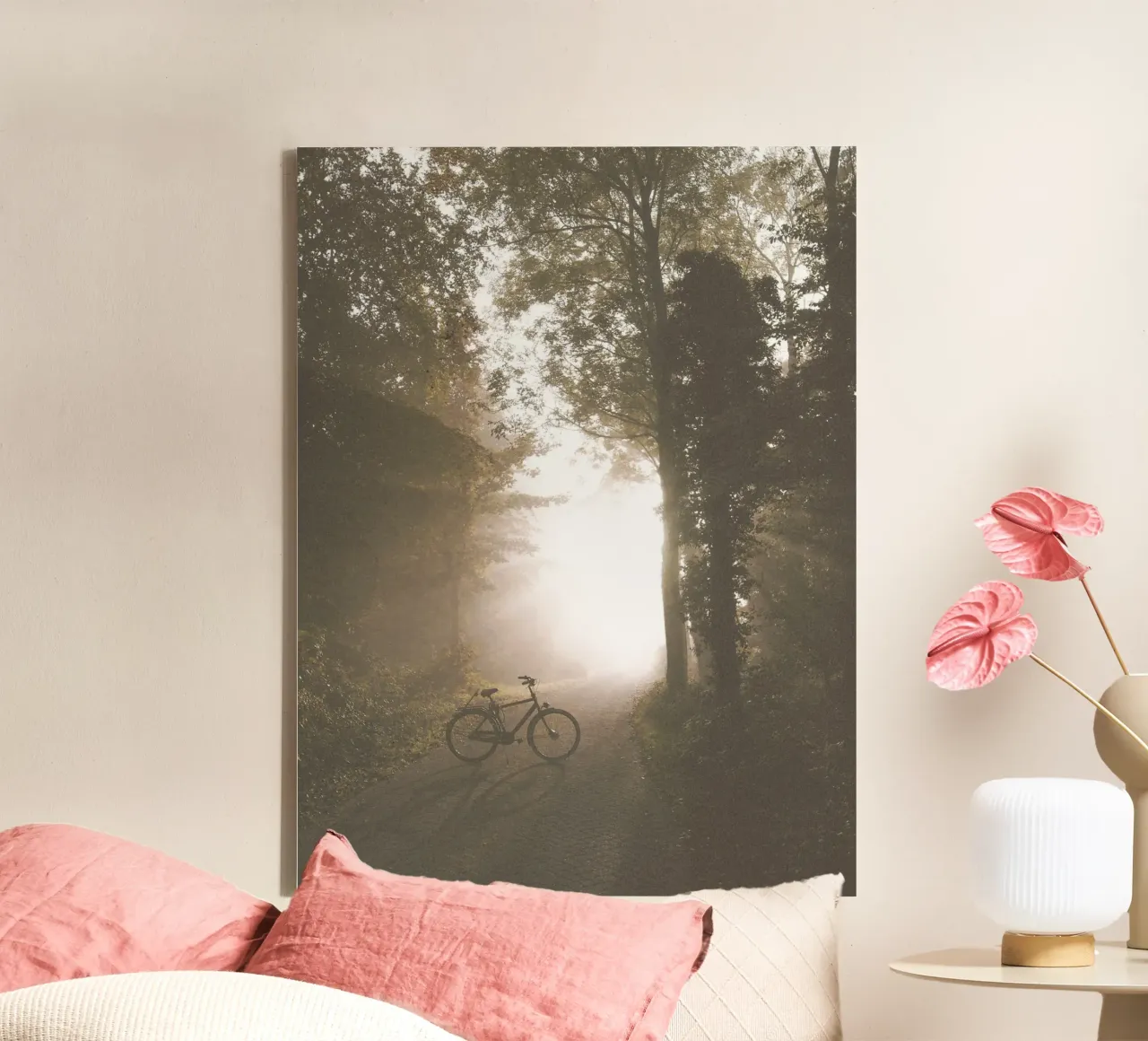Sfeervol bospad - rust in het ochtendlicht canvas van Whole©