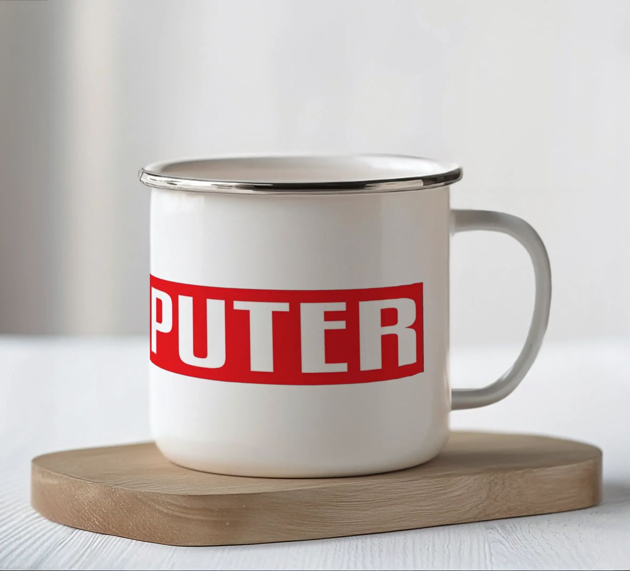 Ok Computer Kunst Design Emaille Tasse von theganduls