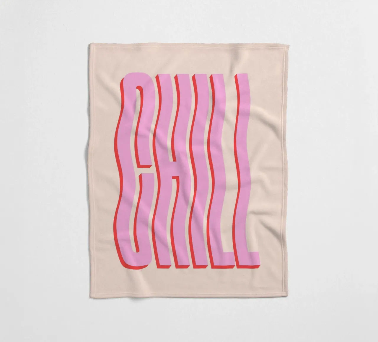 Chill wavy text (Pink & Peach tone) fleece blanket by Paigaam Studio