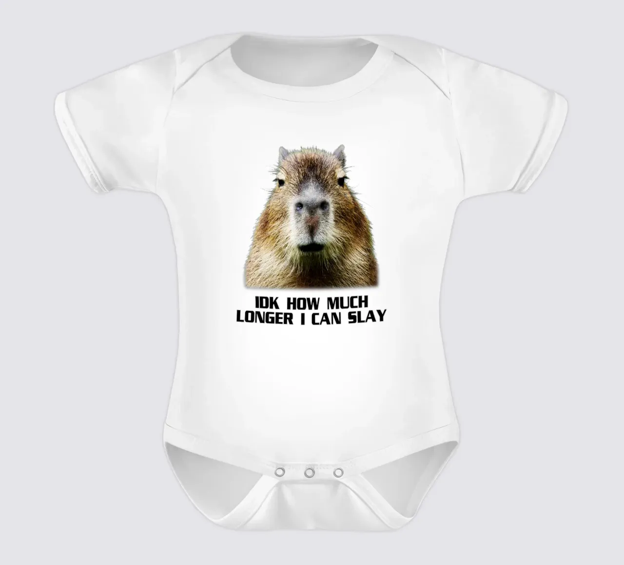 Idk How Much Longer I Can Slay Capybara Sarcastisch grappig babyrompertje korte mouwen van theganduls