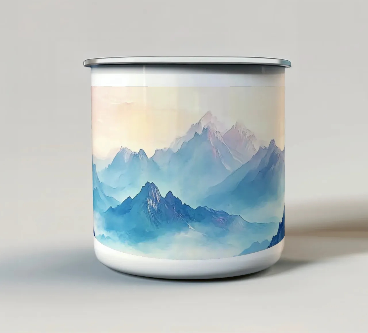 Montagna Sacra: la serenità delle cime tazza in smalto da Théïa's Fantasia World
