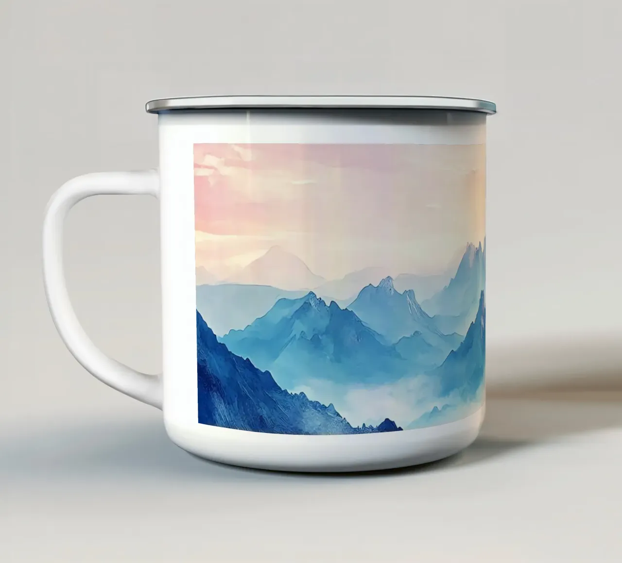 Montagna Sacra: la serenità delle cime tazza in smalto da Théïa's Fantasia World