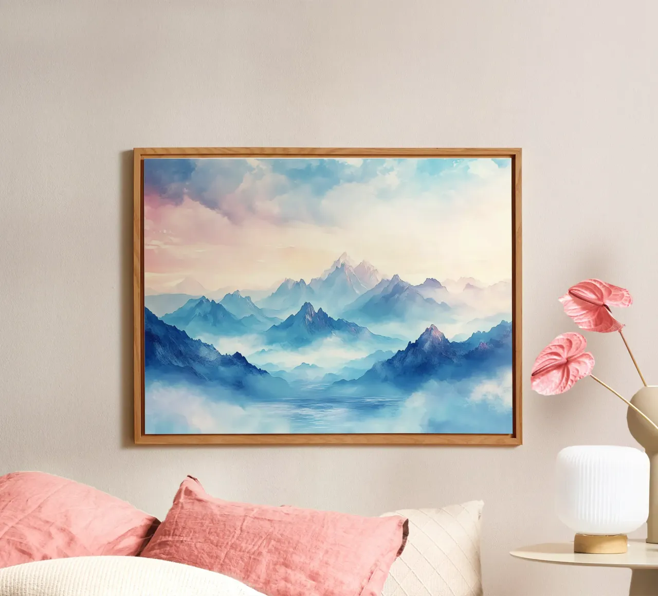 Sacred Mountain: the serenity of the summits alu-dibond by Théïa's Fantasia World