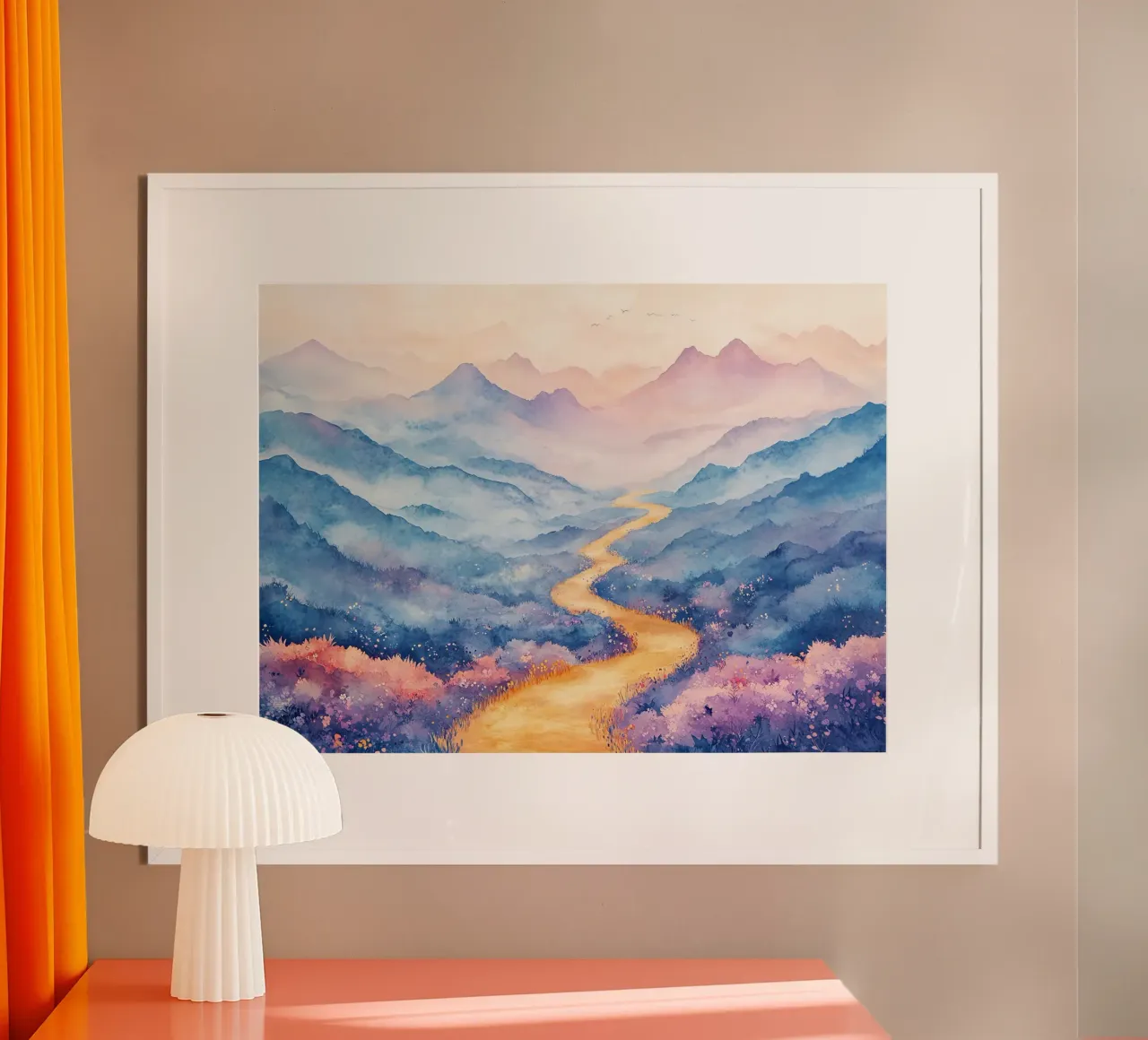 Path to the Sacred Mountain: the serenity of the summits poster with aluminum frame by Théïa's Fantasia World