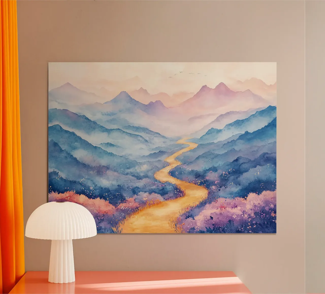 Path to the Sacred Mountain: the serenity of the summits poster with aluminum frame by Théïa's Fantasia World