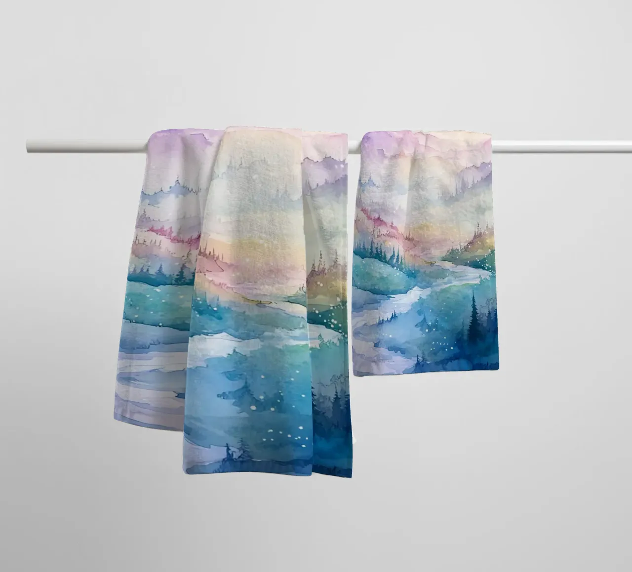 Sacred Mountain: the serenity of the summits towel by Théïa's Fantasia World