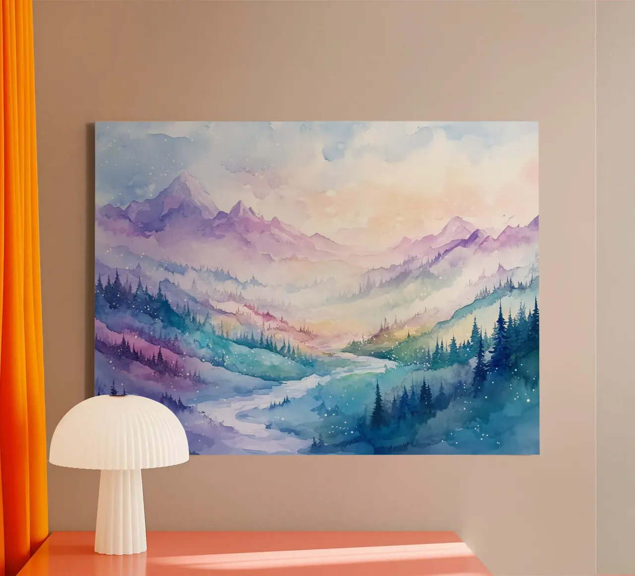 Sacred Mountain: the serenity of the summits canvas with Floater frame by Théïa's Fantasia World