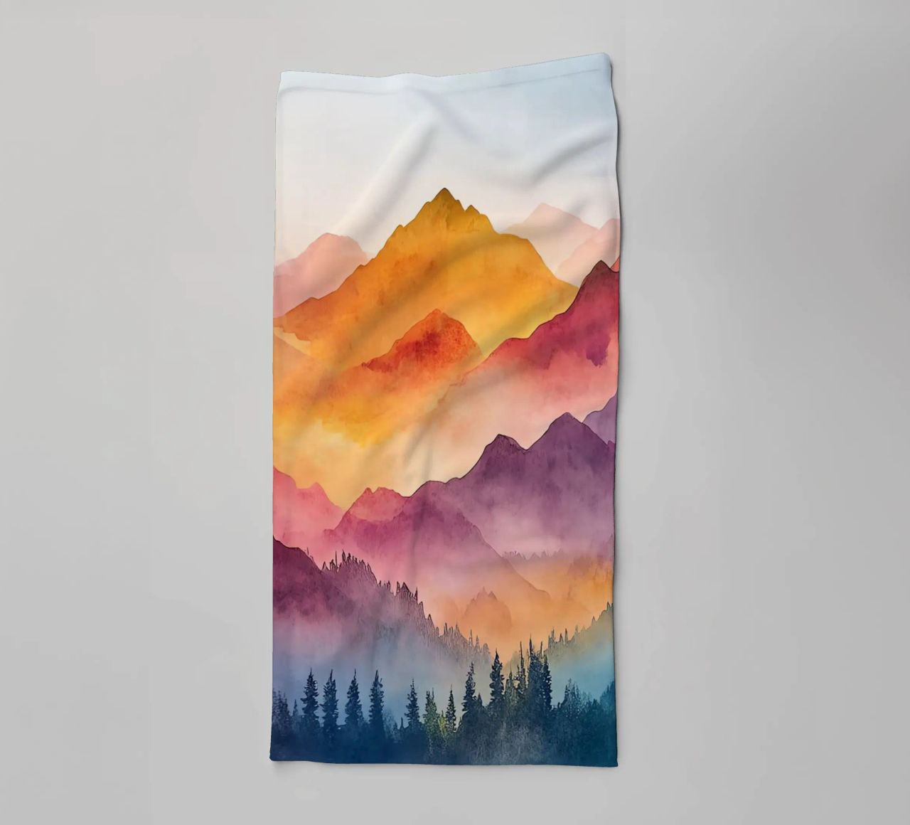 Sacred Mountain: the serenity of the summits towel by Théïa's Fantasia World