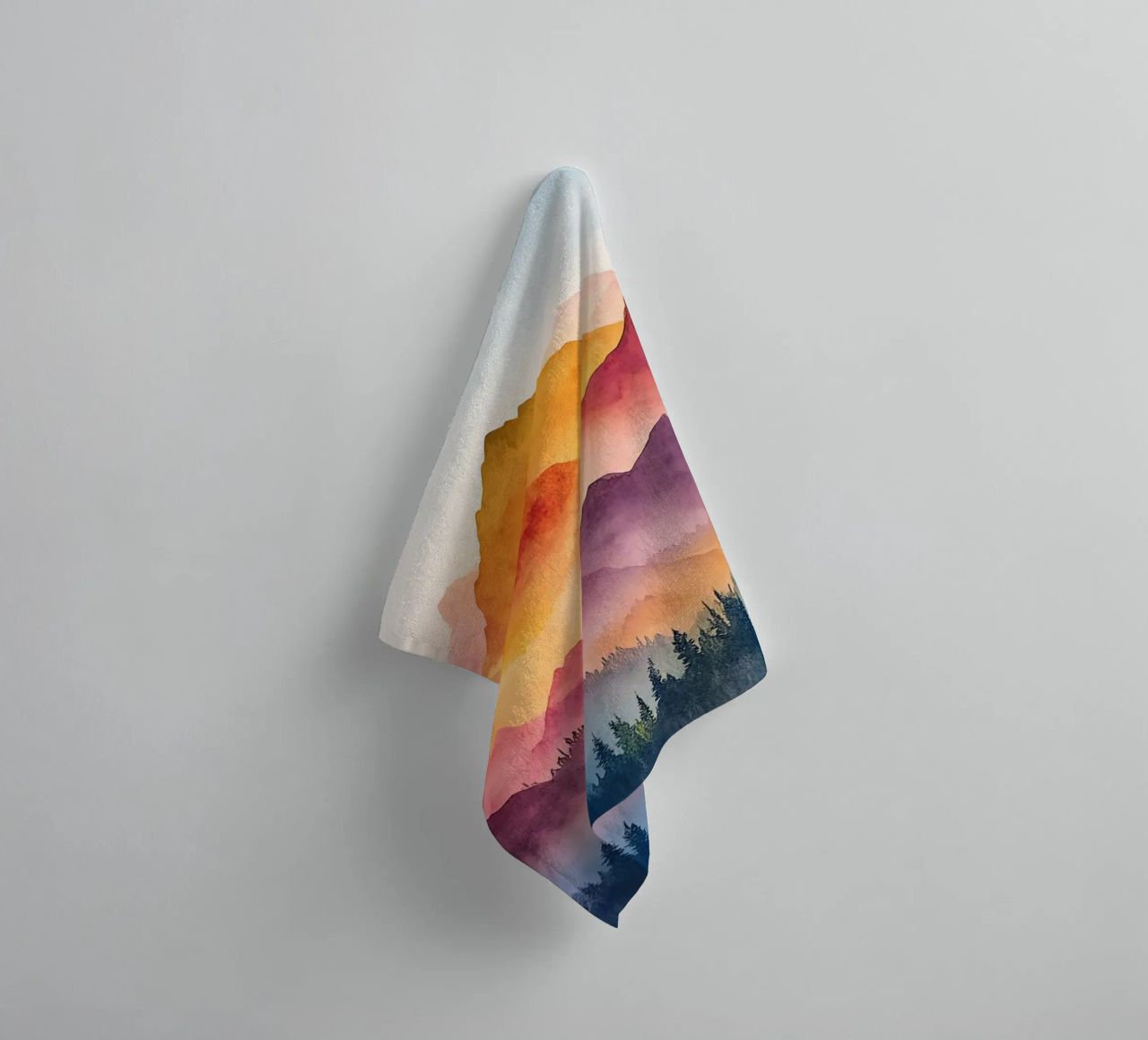 Sacred Mountain: the serenity of the summits towel by Théïa's Fantasia World