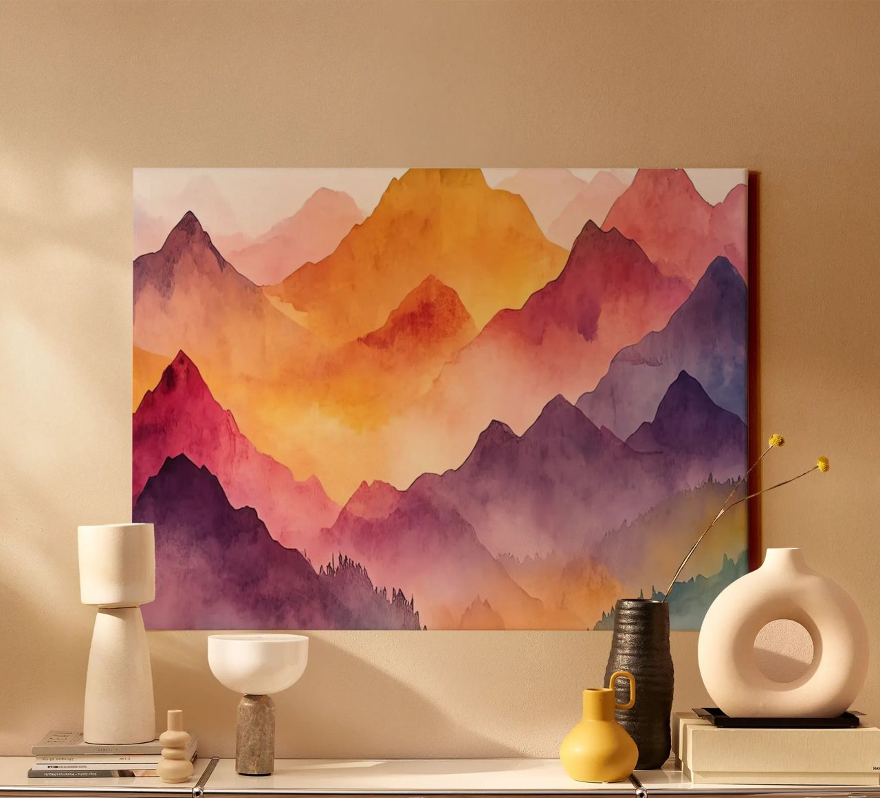 Sacred Mountain: the serenity of the summits canvas by Théïa's Fantasia World