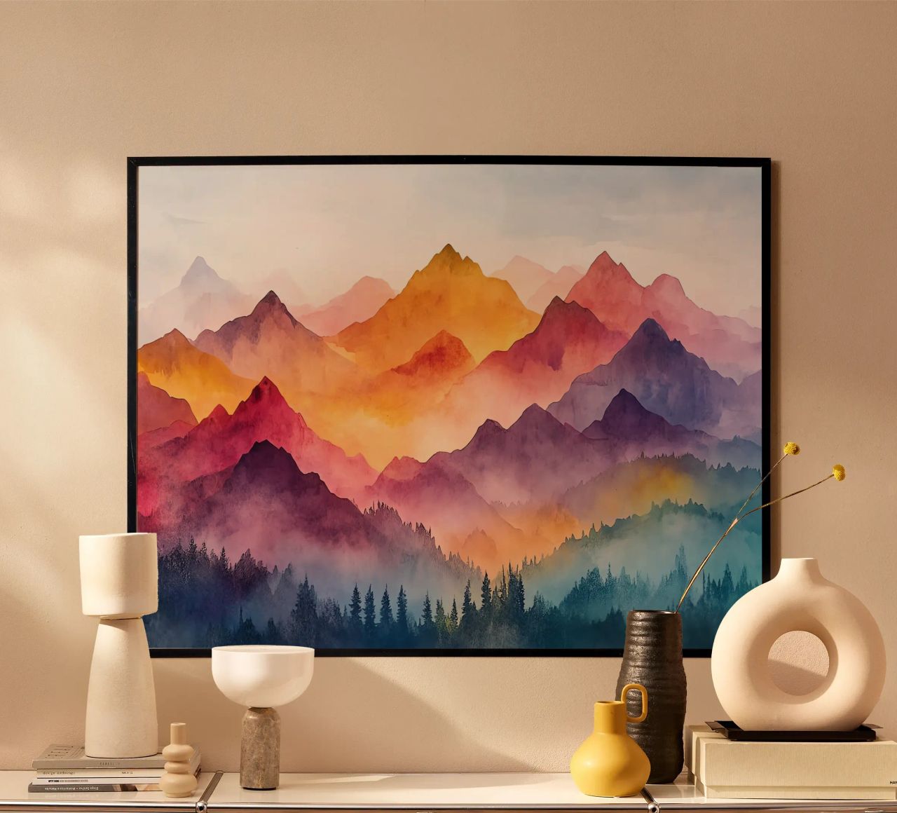 Sacred Mountain: the serenity of the summits poster by Théïa's Fantasia World
