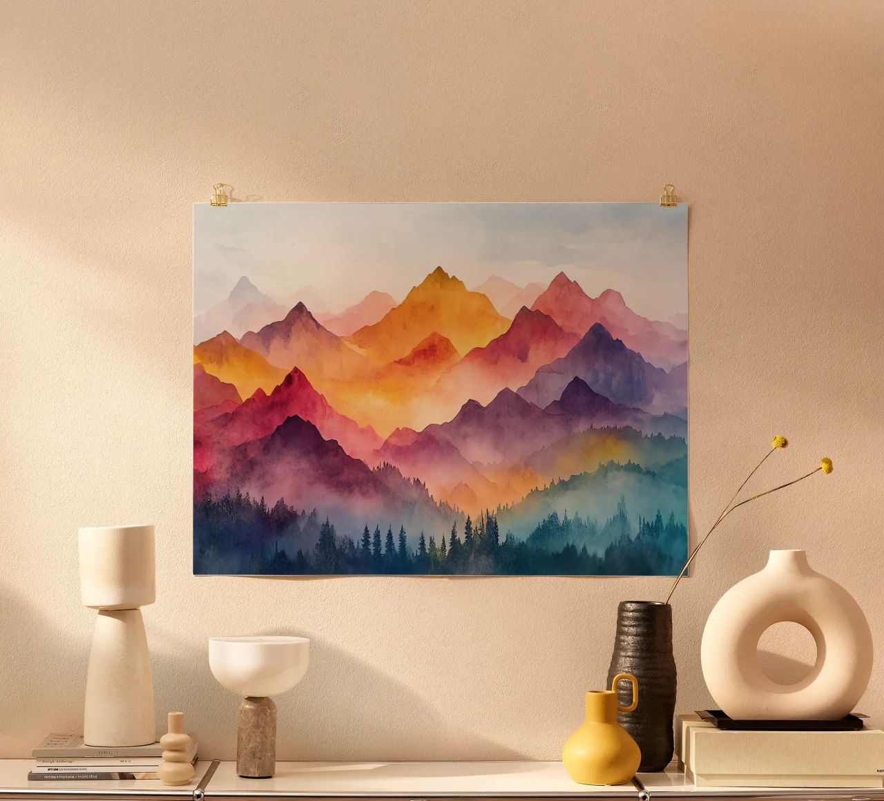 Sacred Mountain: the serenity of the summits poster by Théïa's Fantasia World
