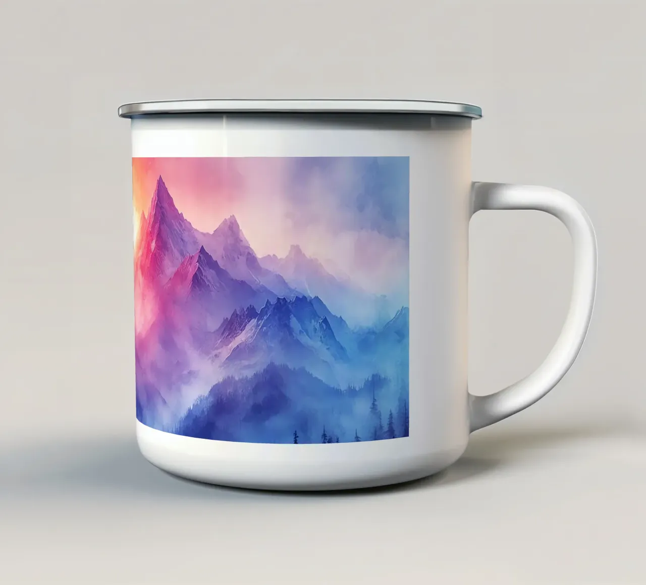 Sacred Mountain: the serenity of the summits enamel mug by Théïa's Fantasia World