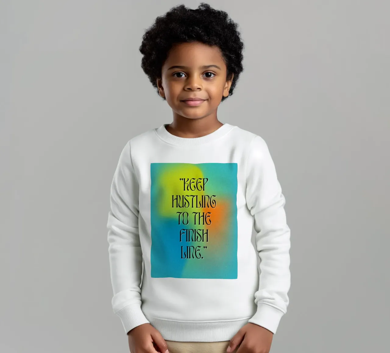 Keep Hustling to the Finish Line - Motiverende Citaat Kunst kinder sweatshirt van inspirational quote