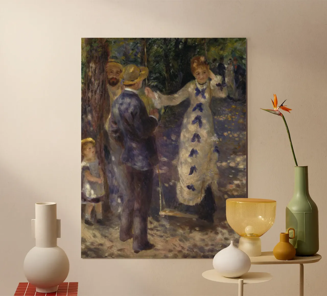 Renoir - The Swing. 1876 poster con telaio in legno da ARTOTHEK