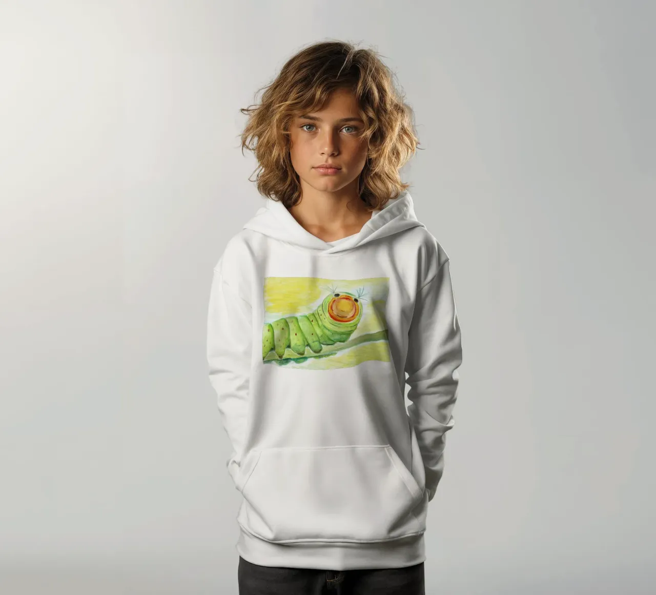 Il bruco Lucy felpa bambino con cappuccio da Barbara Buderath Illustrationen