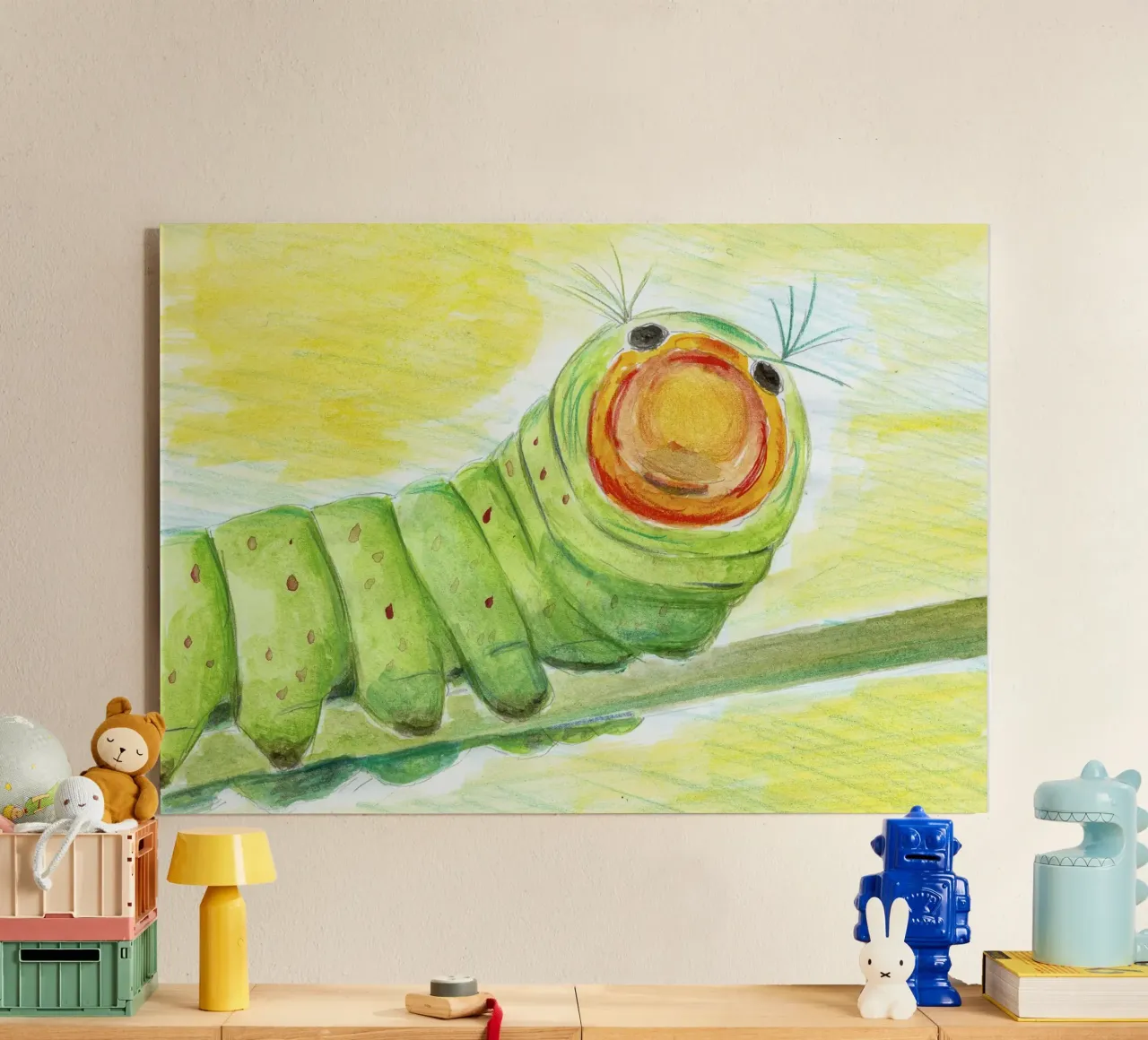 Il bruco Lucy plexiglass da Barbara Buderath Illustrationen