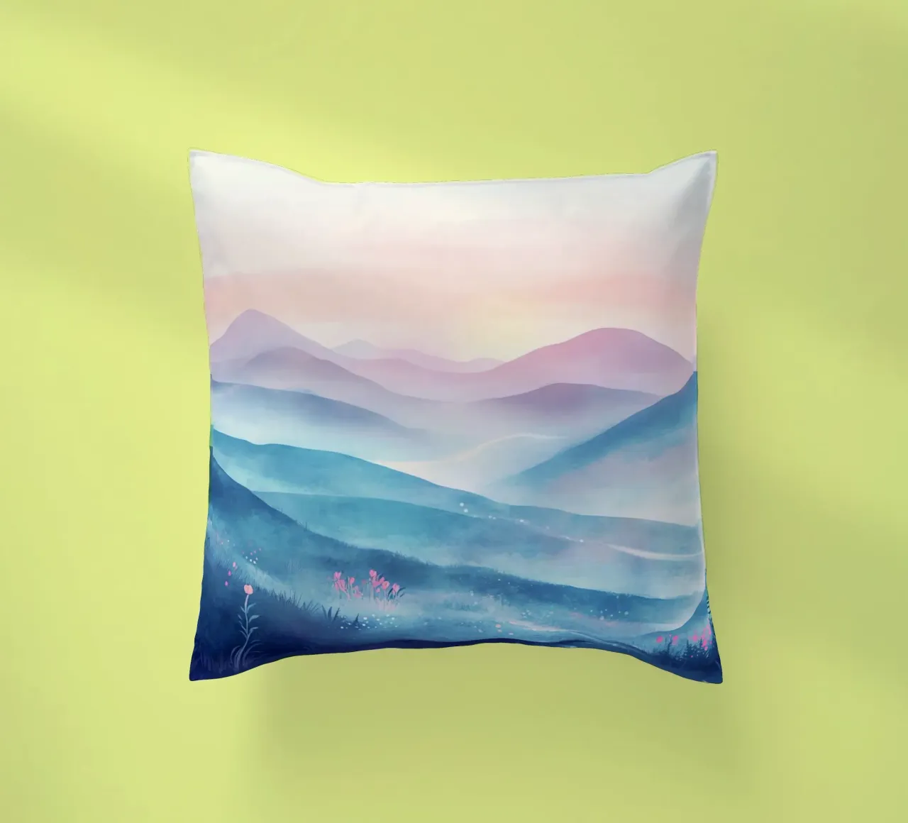 Sacred Mountain: the serenity of the summits decorative cushion by Théïa's Fantasia World