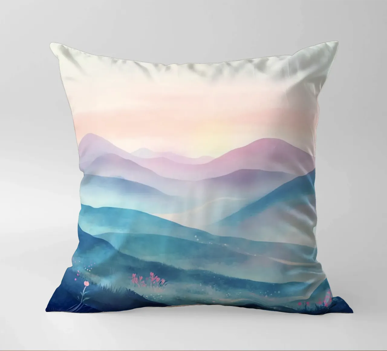 Sacred Mountain: the serenity of the summits decorative cushion by Théïa's Fantasia World