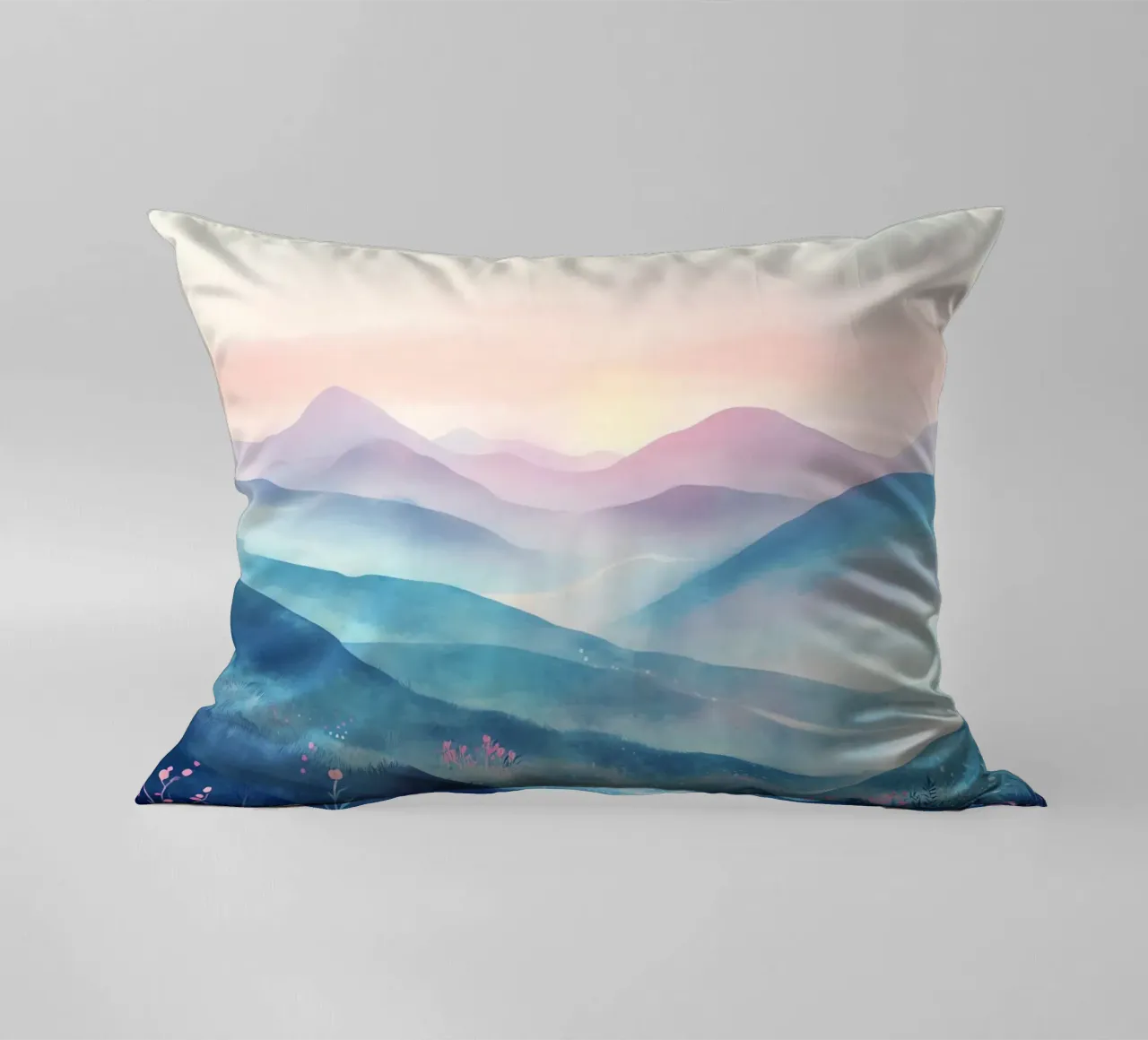 Sacred Mountain: the serenity of the summits decorative cushion by Théïa's Fantasia World