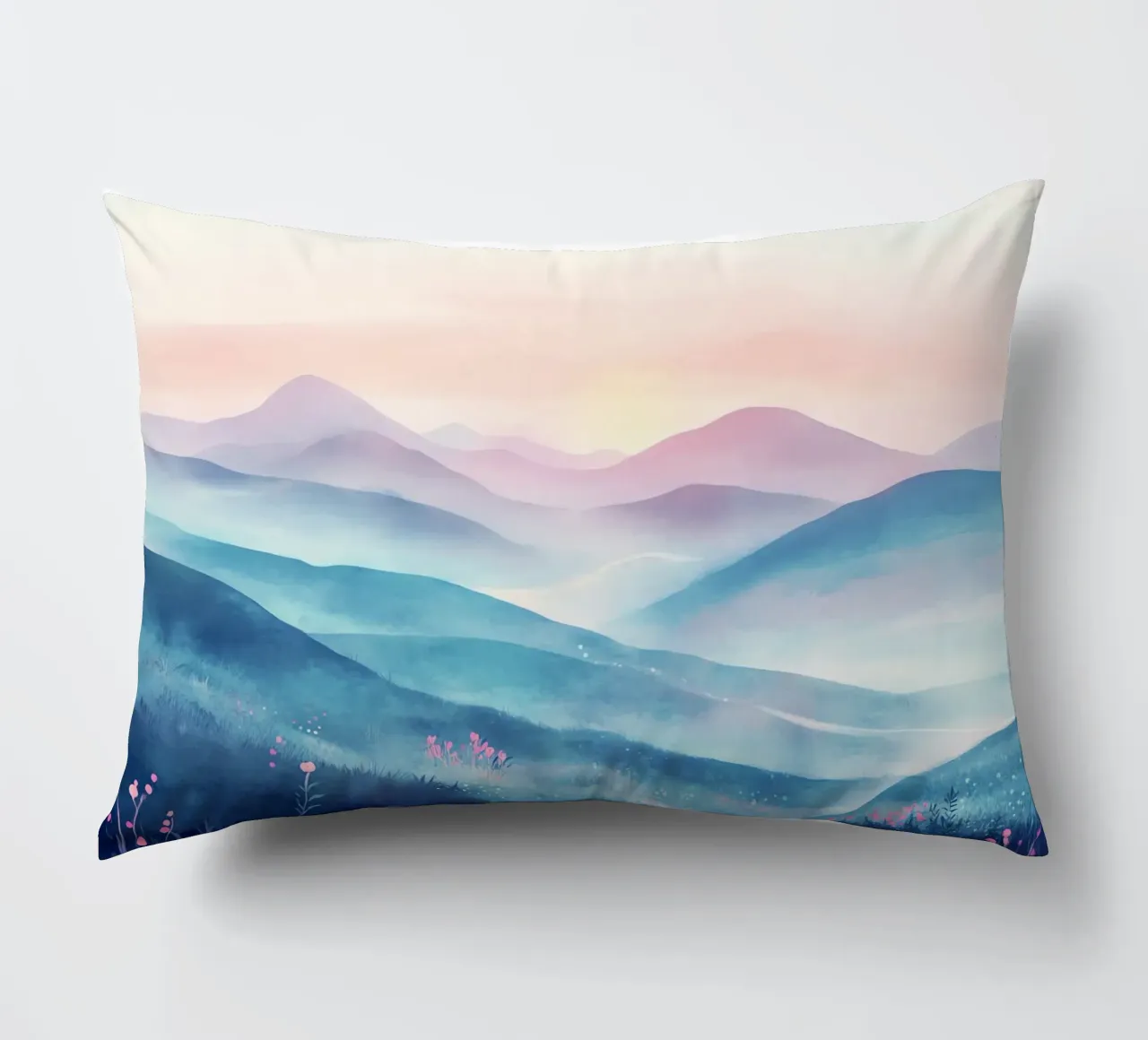 Sacred Mountain: the serenity of the summits decorative cushion by Théïa's Fantasia World