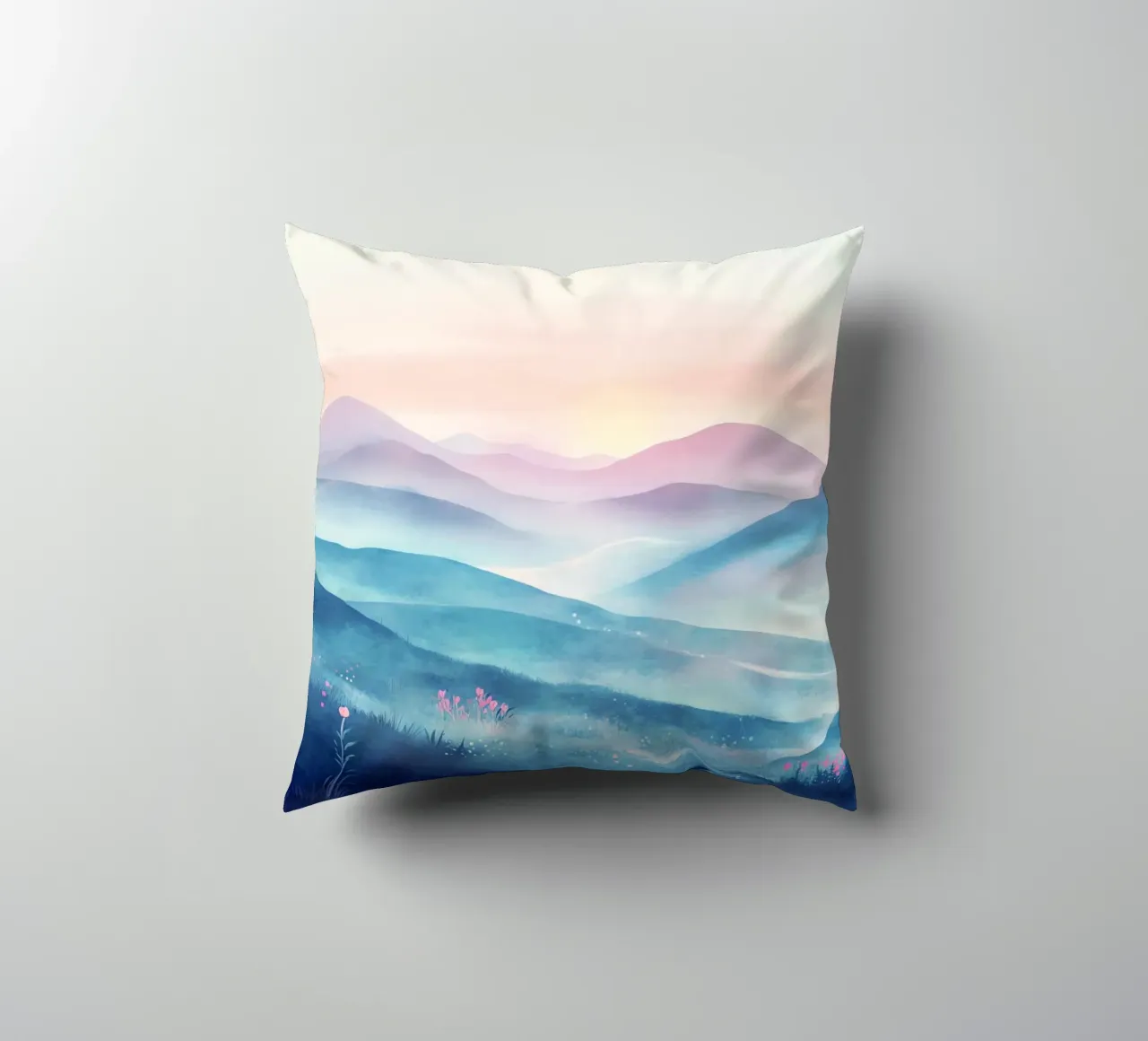 Sacred Mountain: the serenity of the summits decorative cushion by Théïa's Fantasia World