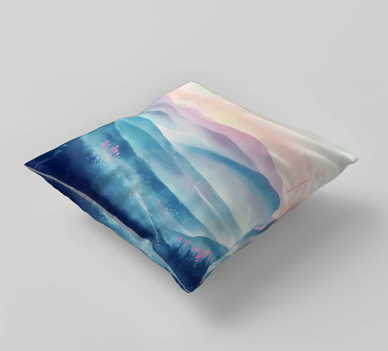 Sacred Mountain: the serenity of the summits decorative cushion by Théïa's Fantasia World