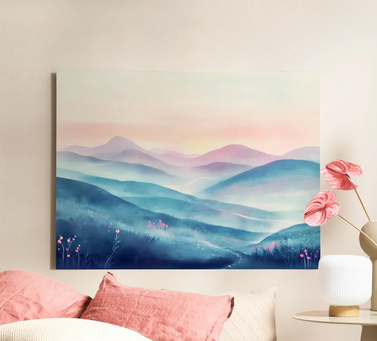 Sacred Mountain: the serenity of the summits canvas by Théïa's Fantasia World