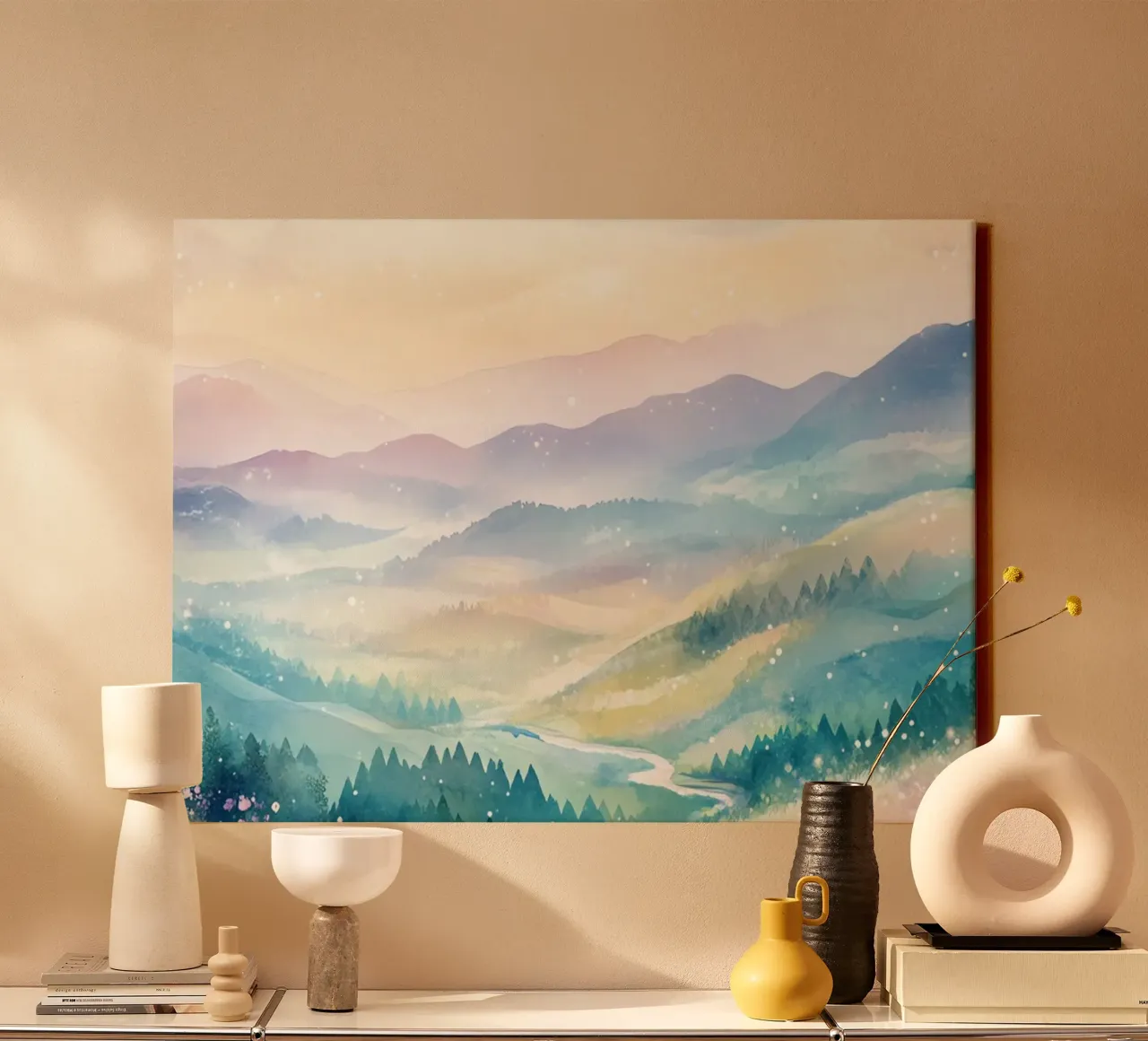 Sacred Mountain: the serenity of the summits canvas by Théïa's Fantasia World