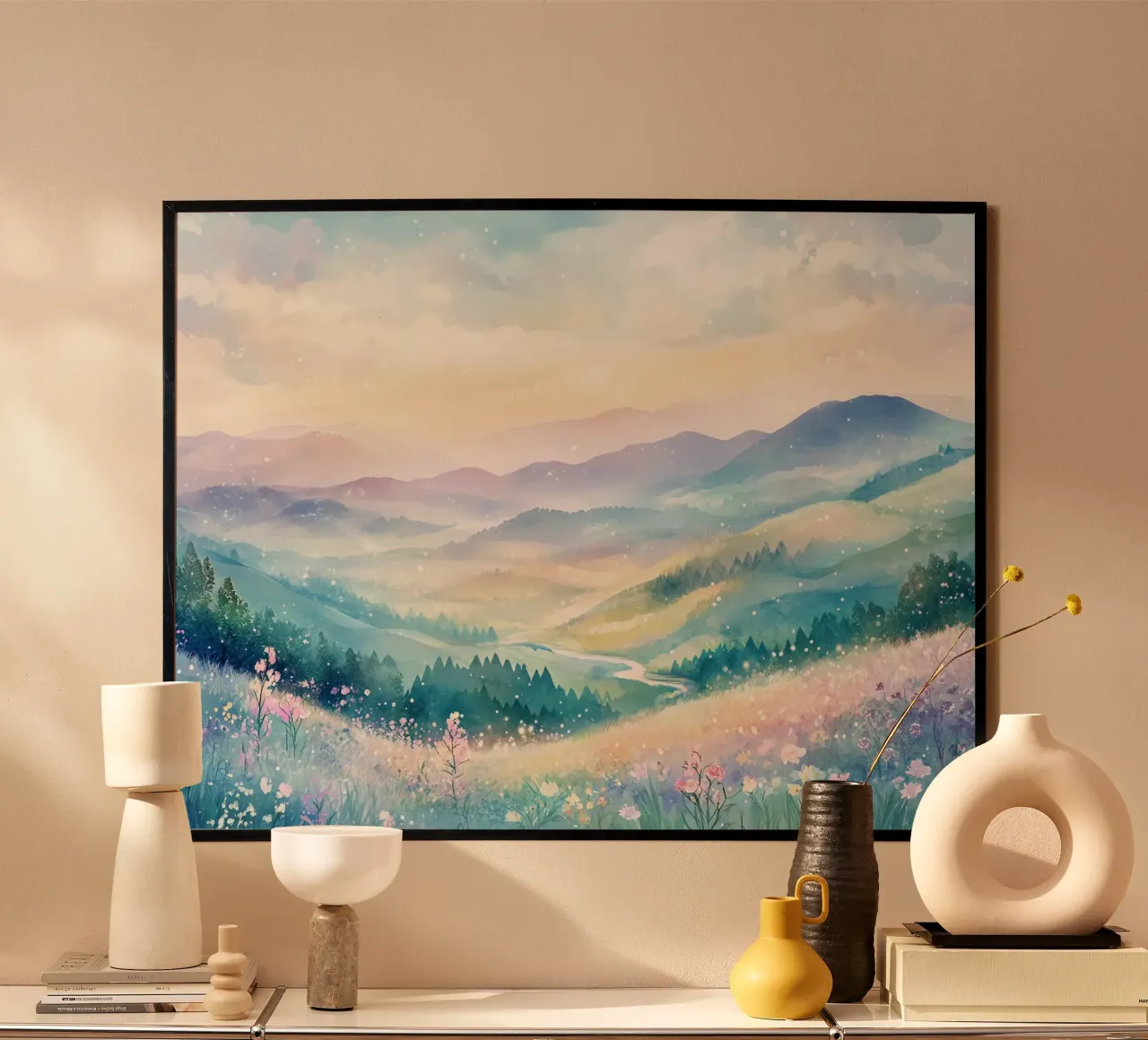 Sacred Mountain: the serenity of the summits poster by Théïa's Fantasia World