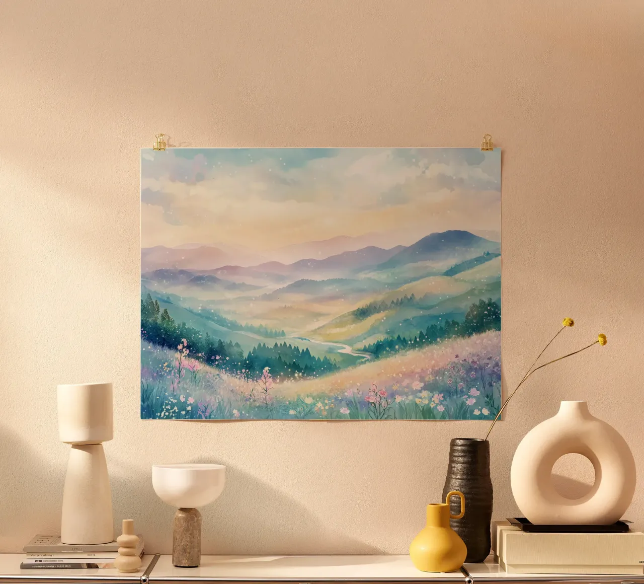Sacred Mountain: the serenity of the summits poster by Théïa's Fantasia World