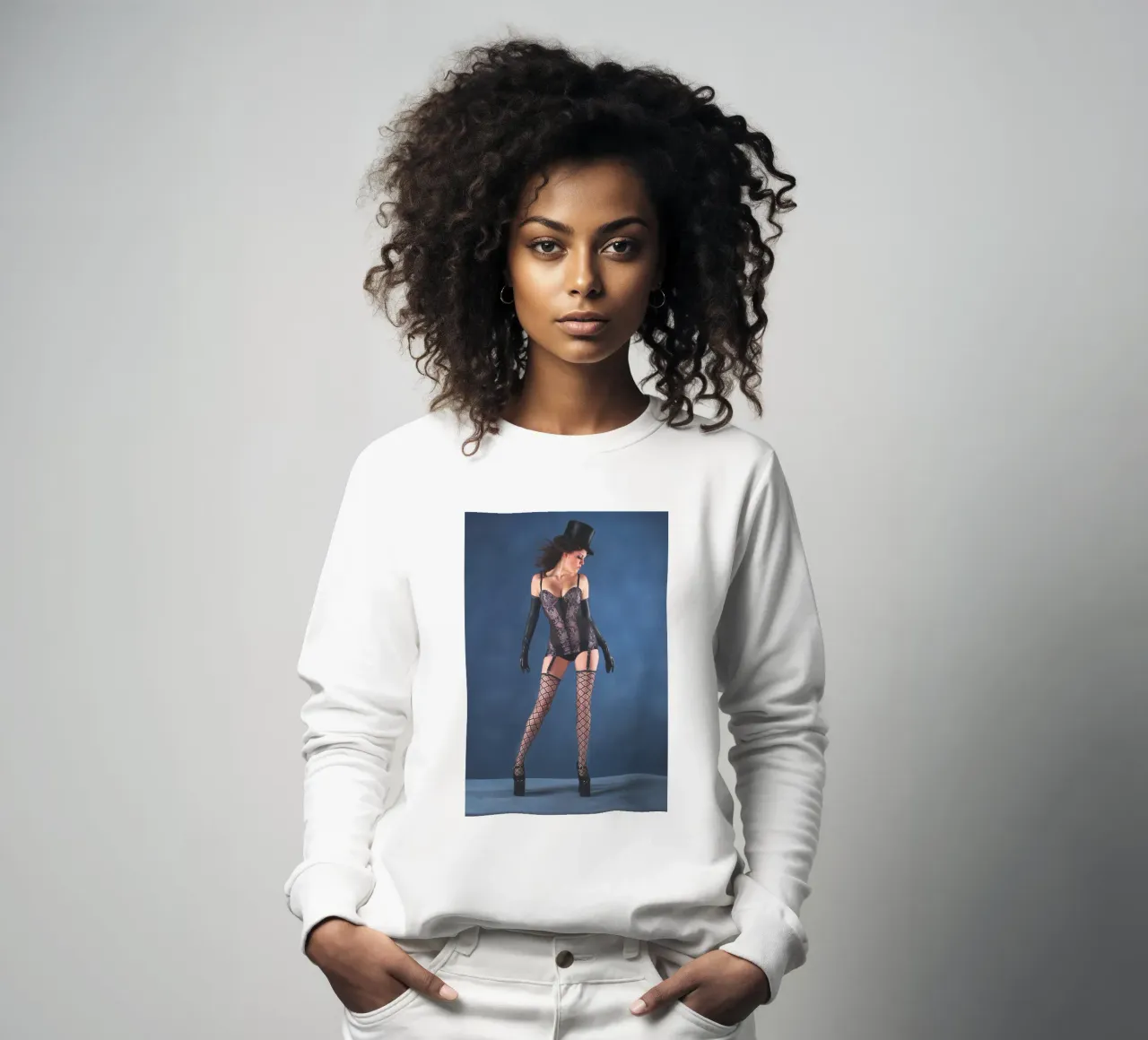 Girl in a Top Hat sweatshirt by Dave Hare Photography