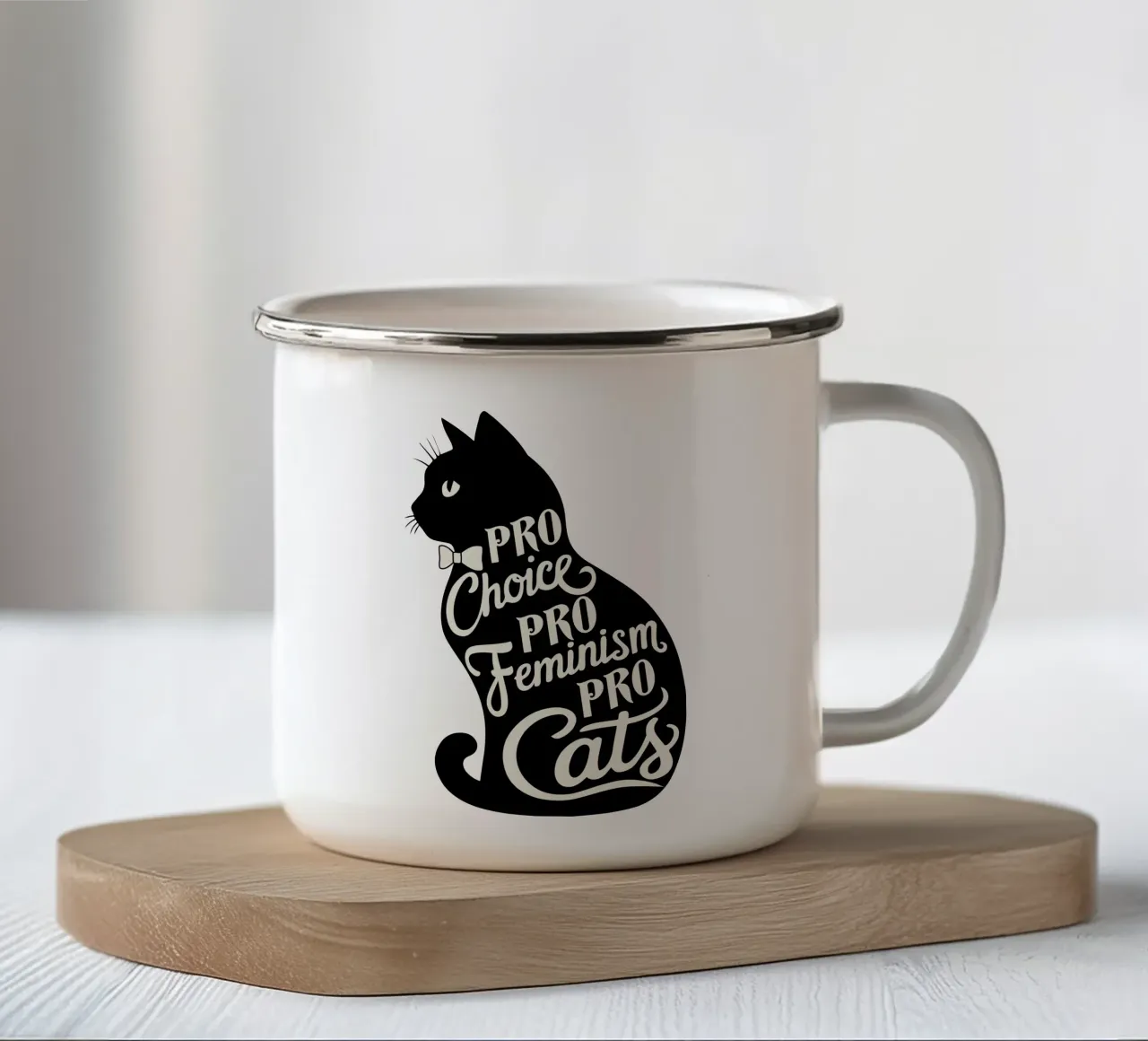 Pro scelta Pro femminismo Pro gatti tazza in smalto da cafelab