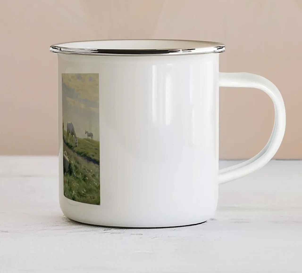 Peder Moensted - Cavalli al pascolo. 1916 tazza in smalto da ARTOTHEK