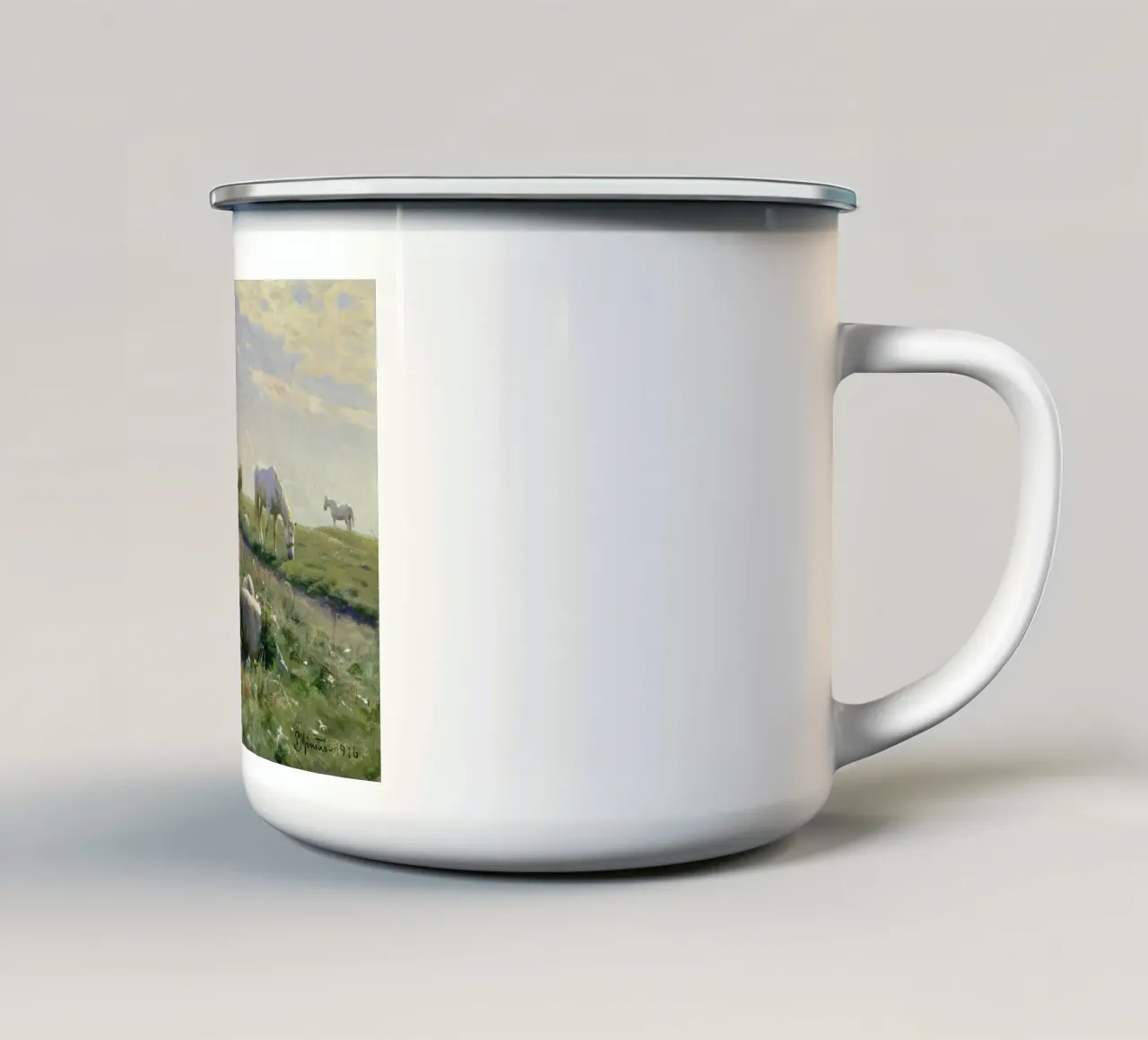 Peder Moensted - Cavalli al pascolo. 1916 tazza in smalto da ARTOTHEK