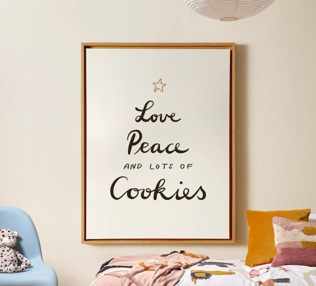 Love Peace And Lots Of Cookies | Modernes Weihnachts-Design tela con Cornice a cassetta da Kathrin Woo Design