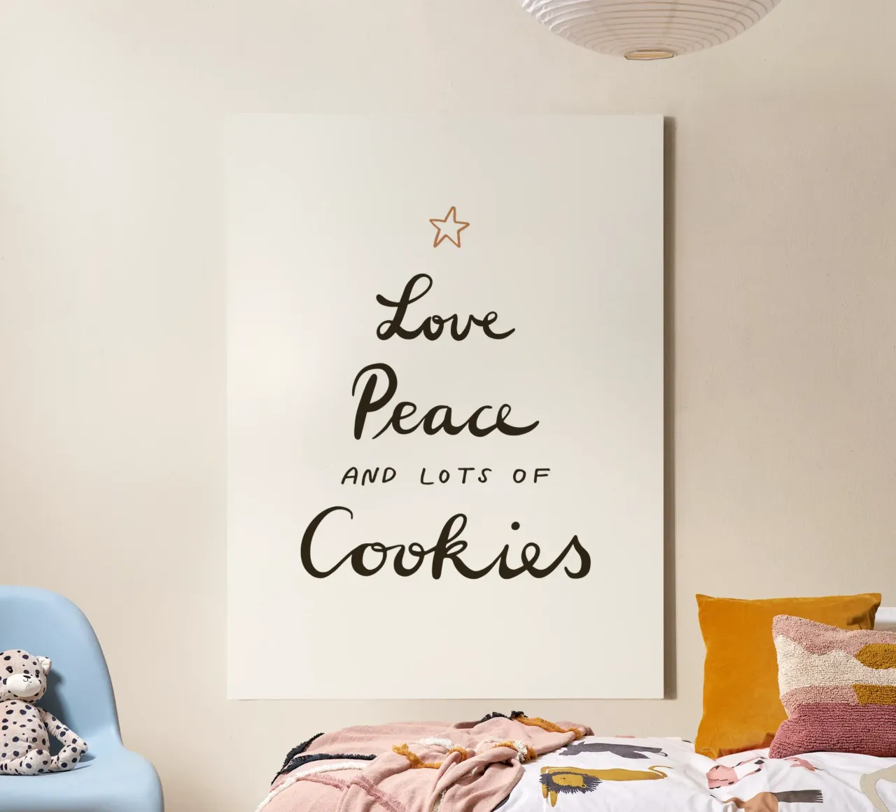 Love Peace And Lots Of Cookies | Modernes Weihnachts-Design tela con Cornice a cassetta da Kathrin Woo Design