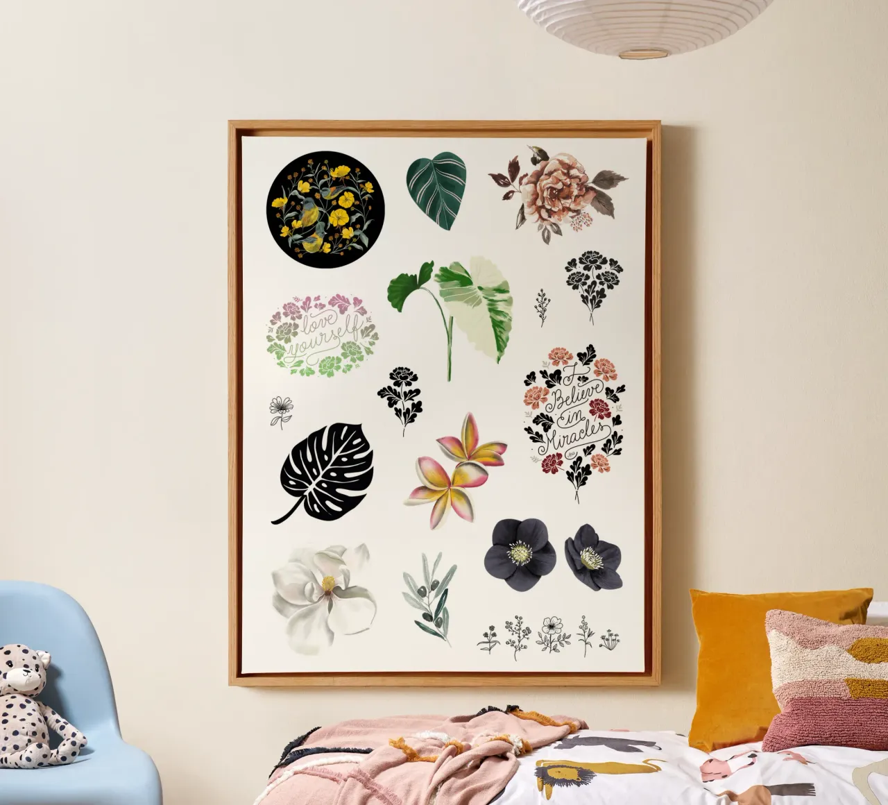 Botanical Stickers tela con Cornice a cassetta da anisillustration