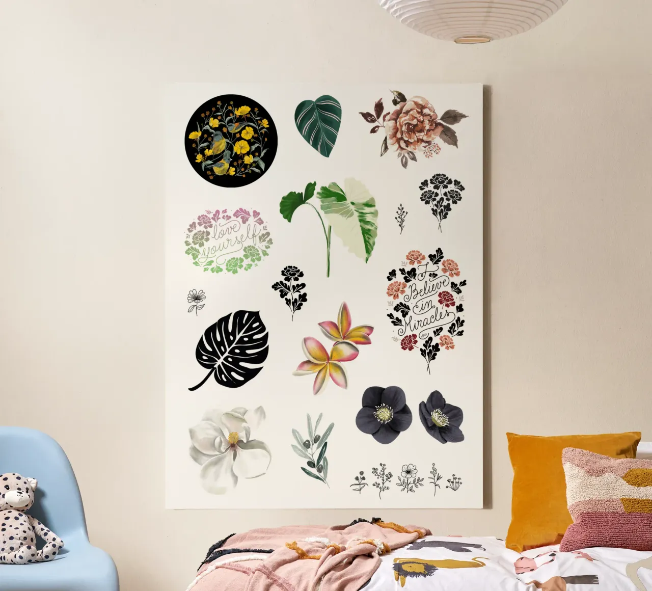 Botanical Stickers tela con Cornice a cassetta da anisillustration