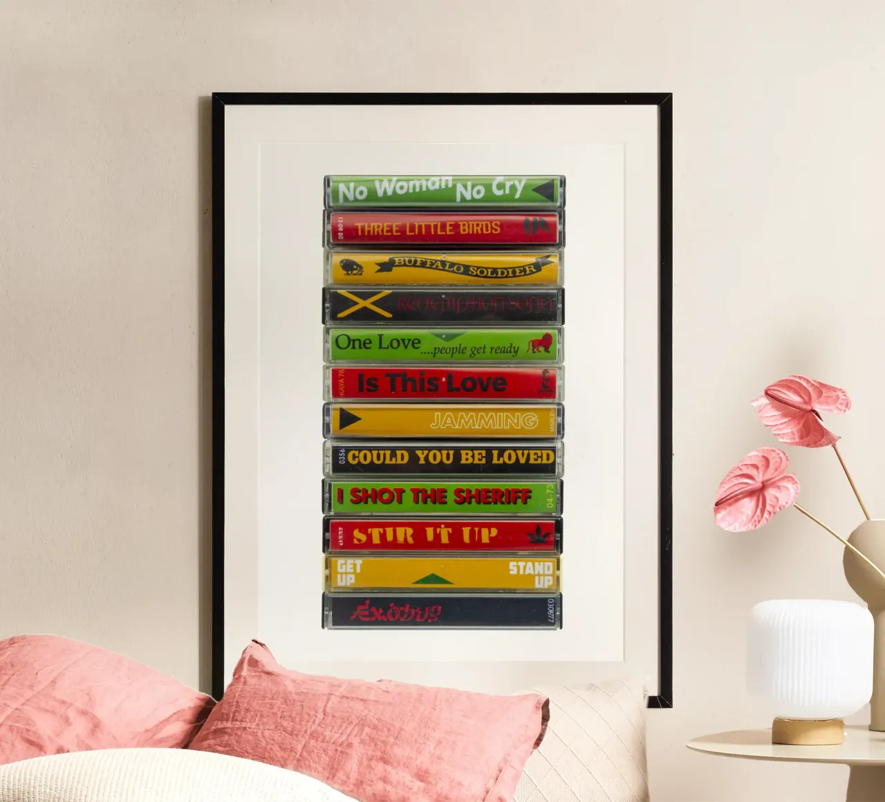 Singoli di Bob Marley - Stampa su cassetta poster con telaio in alluminio da MrMustardPrints