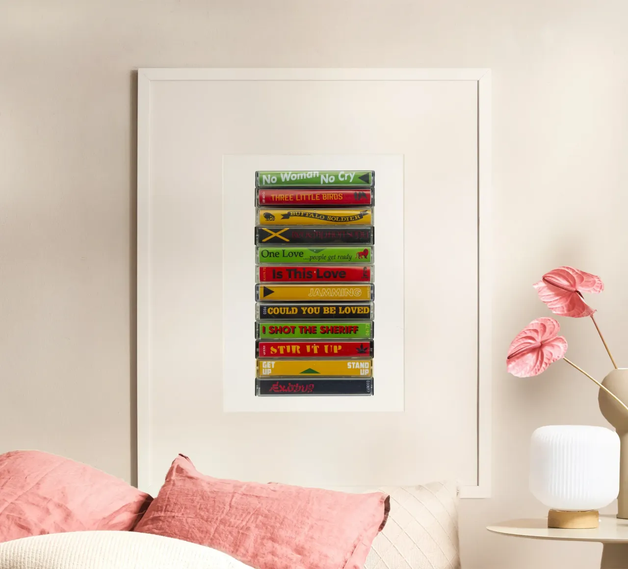 Singoli di Bob Marley - Stampa su cassetta poster con telaio in alluminio da MrMustardPrints