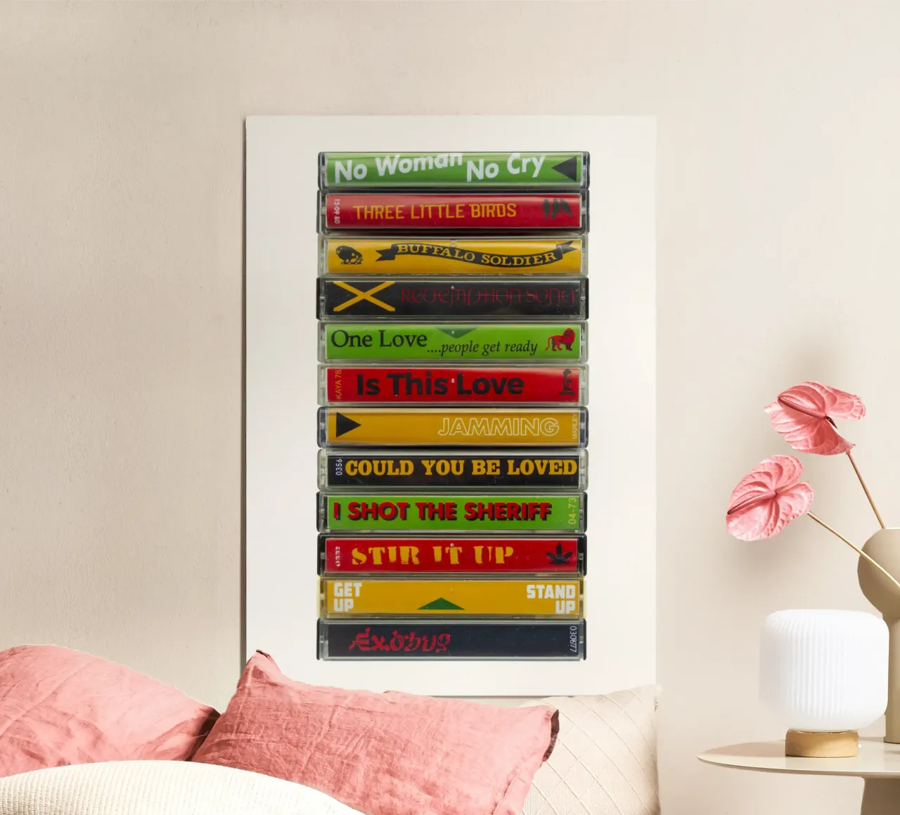 Singoli di Bob Marley - Stampa su cassetta poster con telaio in alluminio da MrMustardPrints